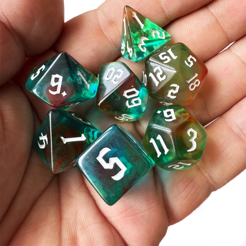 

IMDG 7pcs/set RPG Game Dice DND Polyhedron Acrylic Cubes Four-color Multicolor Digital Dice