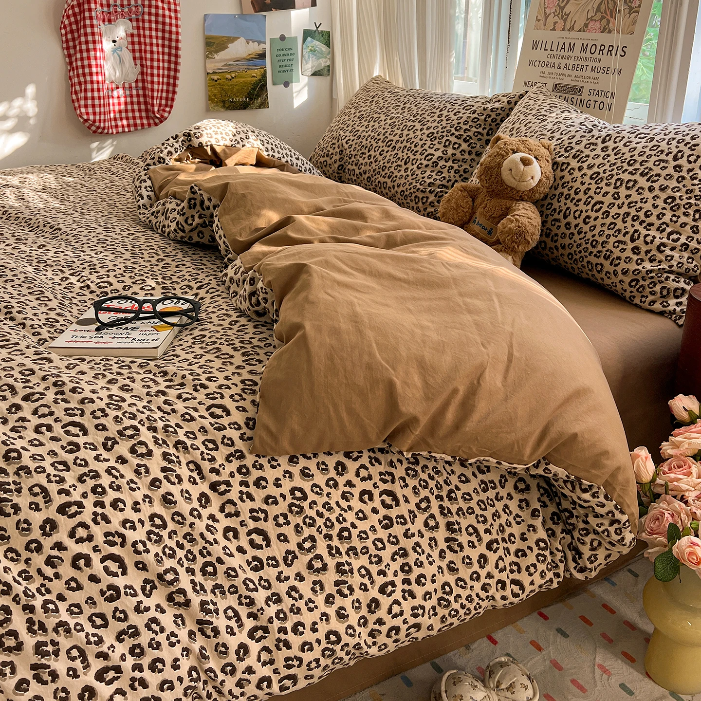 Leopard Print Bedding Sets Bed Sheet Duvet Cover Set Pillowcase Twin Queen Full Size No Filling Fitted Sheet Set Home Decor