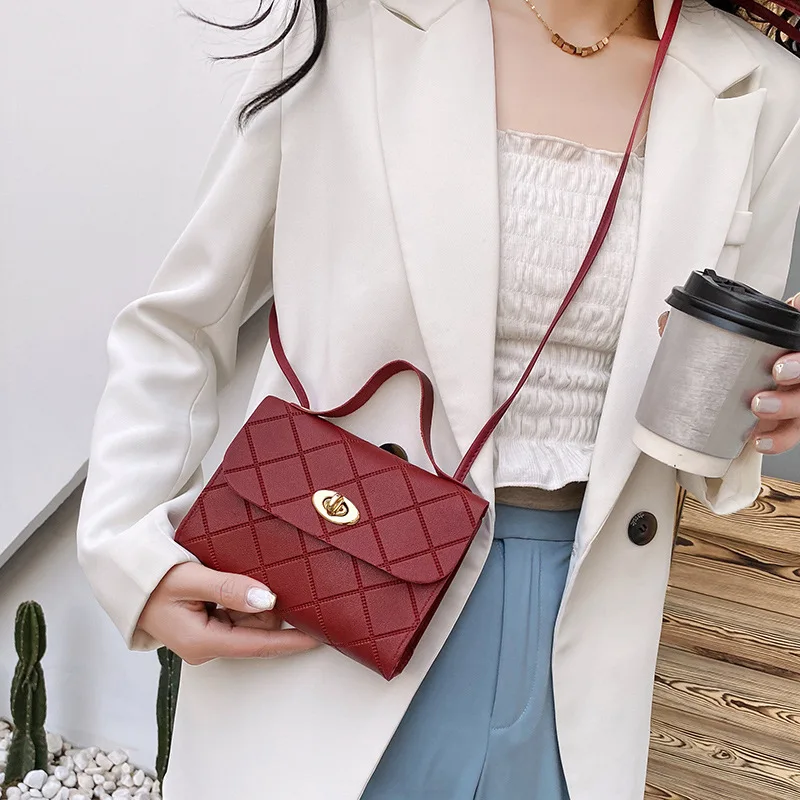 2022 New Simple Women Bags Korean Style Casual Shoulder Bag PU Solid color Female Messenger Bag Small Fresh Small Square Bag