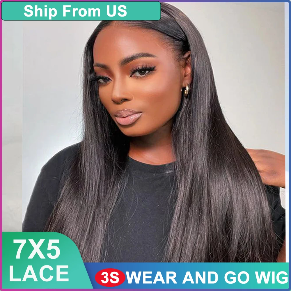 Black Straight Wigs Human Hair 7X5 Lace Front Human Hair Wig 40 Inch Lace Front Human Hair Wig For Women Pre Plucked Mixed Wigs