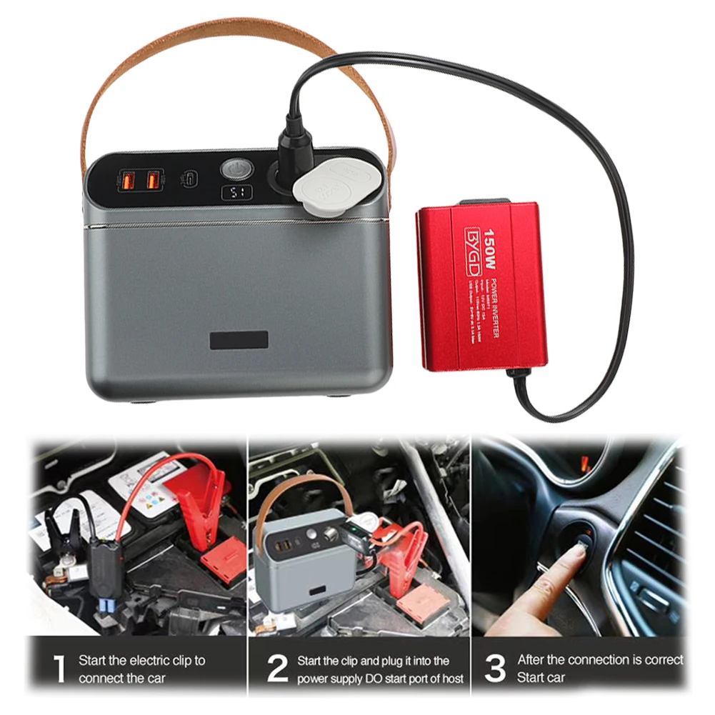 Cargador de 150W para coche, dispositivo de arranque de 3 puertos, 60000mAh, USB tipo C, fuente de alimentación para exteriores, Camping, viaje, emergencia