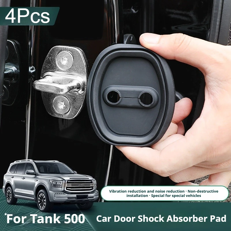4Pcs Door Silent Shock Absorber Pad for GWM Tank 500 Hi4-T 2026 Silicone Door Lock Protective Cover Anti-rattle Car Door Cushion