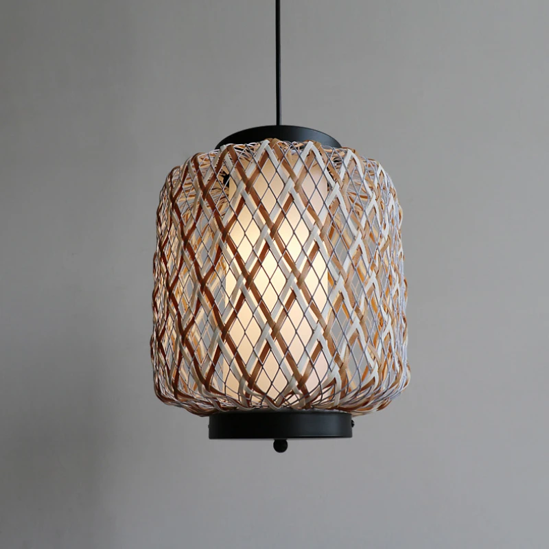 Rattan ran חצר תליון אור יד נברשת קלאסי מקורה לופט חיצוני גינה תאורה סינית תלייה מנורת