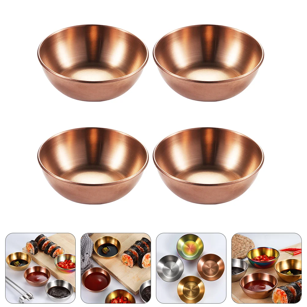 

Steel Sauce Dish Dipping Dishes Seasoning Rose Gold Appetizer Plates Utensil Tray Ketchup