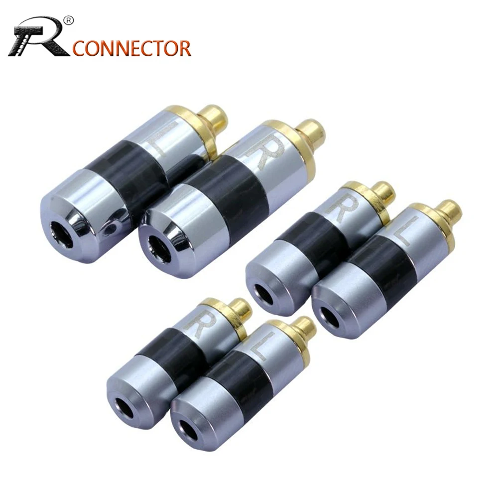 2 шт./1 пара энтузиастов Jack L/R MMCX черный/серебристый разъем для наушников для Shure ED5 SE535 позолоченный разъем с отверстием для провода 2 мм