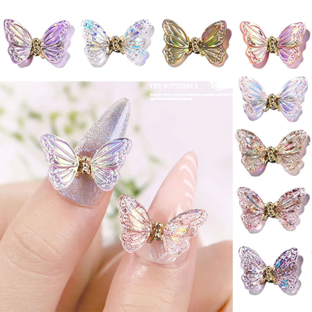 Charms glänzende Zirkon Aurora Schmetterling Schmetterling Nail Art Maniküre Schmuck Nail Art Dekorationen Nagel Strass