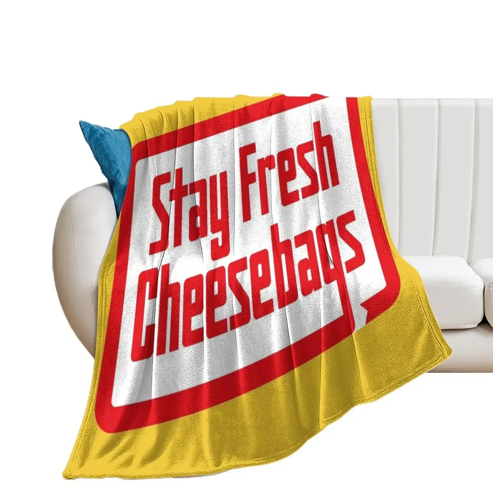 

Stay Fresh Cheese Bags - Retro (Red and White on Yellow) Throw Blanket Plaid Custom blankets ands Blankets