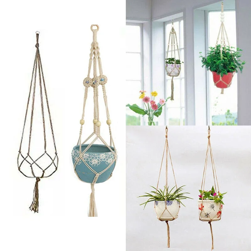 Macrame Rope Plant Hanger Basket Flower Pot Hanging Holder Hanger Garden Decors