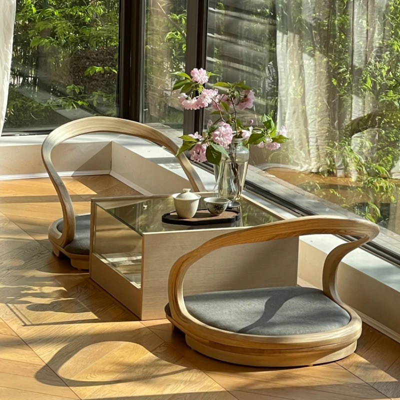 

Solid wood storage coffee table tatami tea room table and chair combination