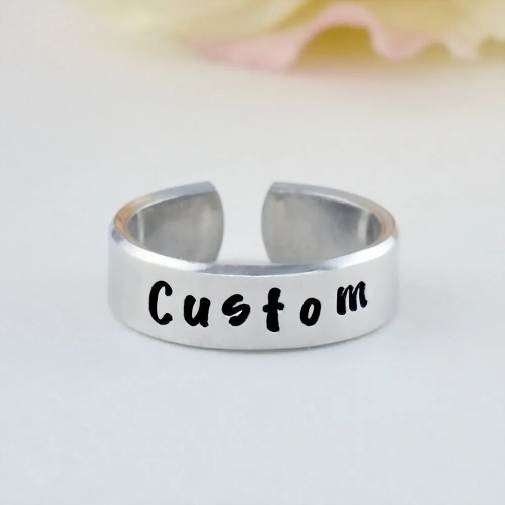 

Персонализированные кольца с именами для женщин, позолоченные, из нержавеющей стали, регулируемые, открытые кольца, свадебные украшения, подарок
