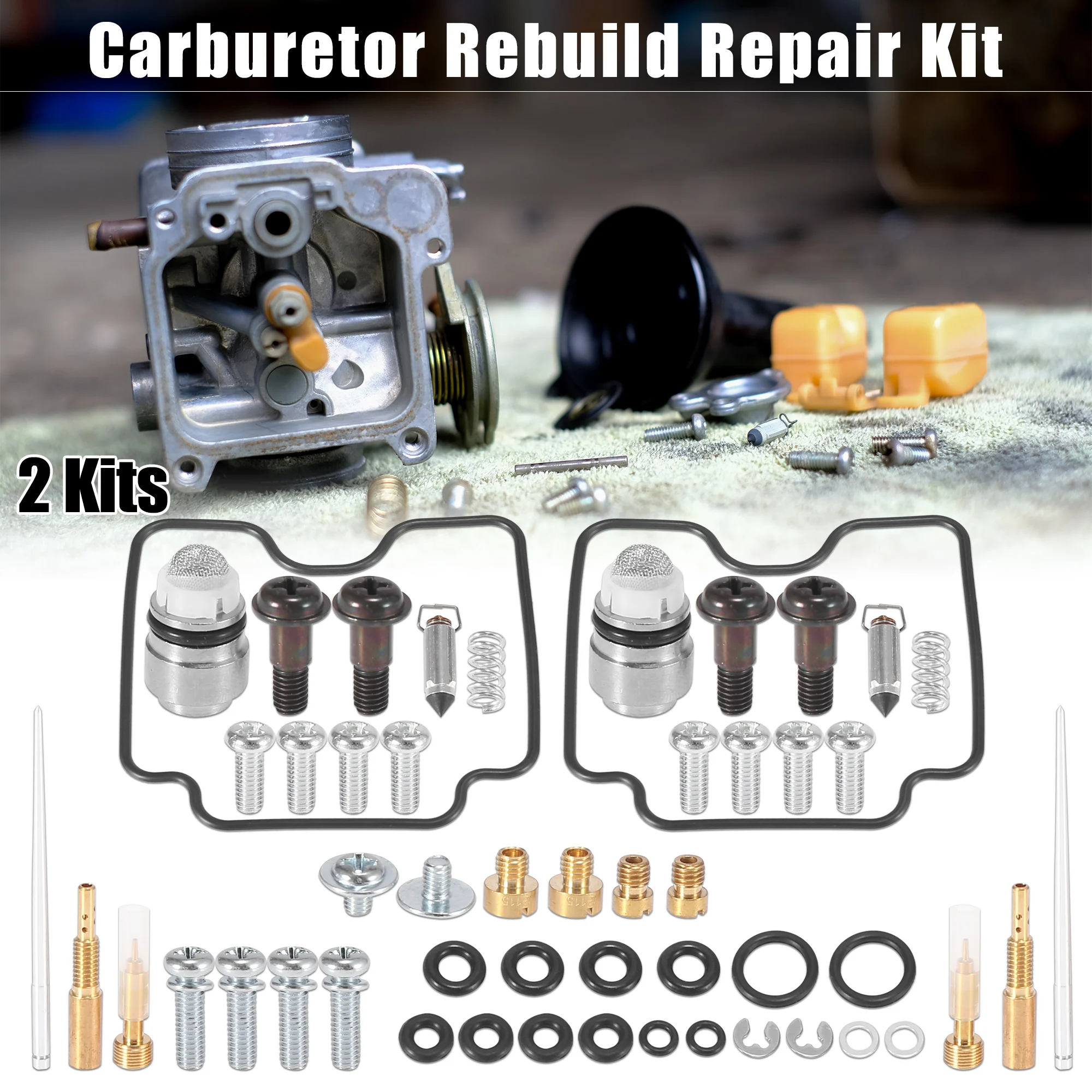 2 Kits Motorcycle Carburetor Rebuild Carb Repair Parts Accessories for Yamaha V Star 1100 XVS 1100 1999-200