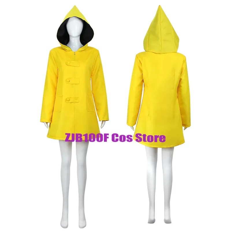 Six Cosplay Game Little Nightmares 2 Mono Costume Hungry Women Men Little Six Yellow Long Trench Coat Halloween Outfit Suit