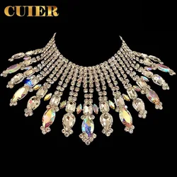 CuiEr Drag Queen Necklace Jewelry 5mm SS28 Crystal Top Color Rhinestones Big Size Women Stage Accessories for Show