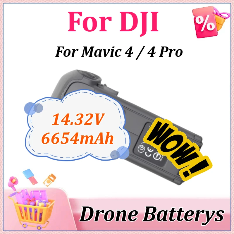 

New High Quality 14.32V 6654mAh for DJI Mavic 4 / 4 Pro Flight Time 51 Minutes Intelligent Flight Battery in Stock Fast Charging