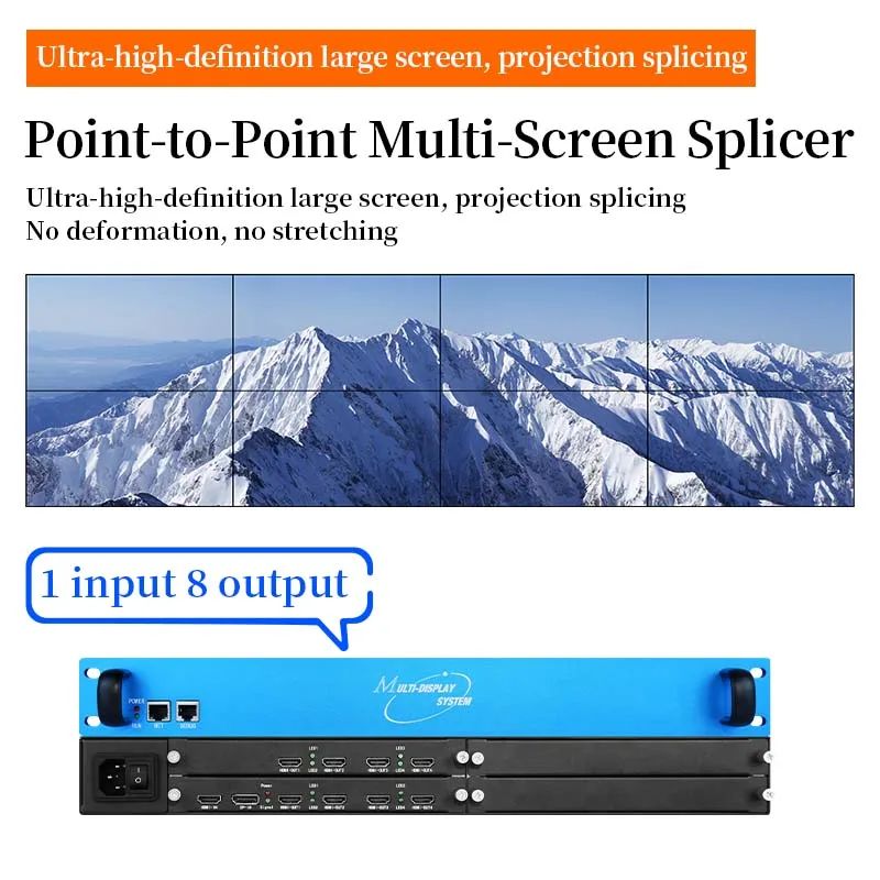 

8K Ultra HD 1 into 8 out point-to-point splicing processor 2x4/4x2 does not deformed eight screen treasure expansion meter