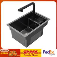 Retractable Kitchen Sink Pull Out Faucet Convertible Top Basin and Sink System with Hideaway Design for Compact Kitchen