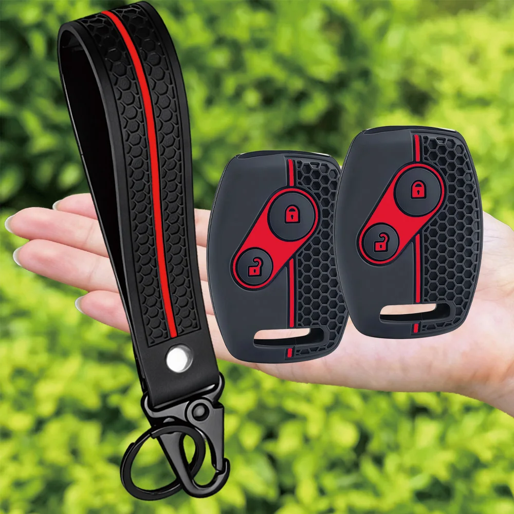 For Honda Jazz Civic Accord CR-V FR-V Stream For Acura CSX Silicone Remote Key Case With Key Ring Holder