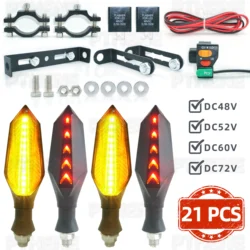 Pthene-LED Turn Signal Light, pisca-pisca, acessórios indicadores, bicicleta elétrica, motocicleta, scooter, E-Bike, 48V, 52V, 60V, 72V