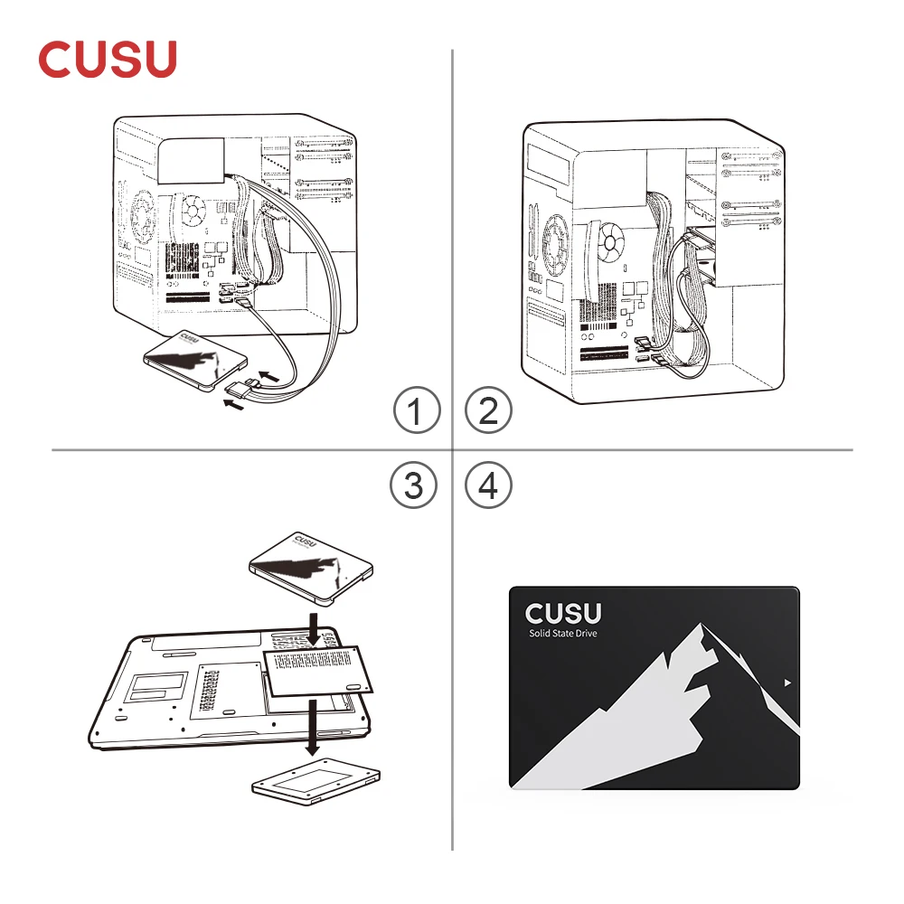 CUSU SATA SSD 128gb 256gb 512gb 1tb 2tb SSD Disco duro SATA3 Disco de estado sólido para PC portátil de escritorio