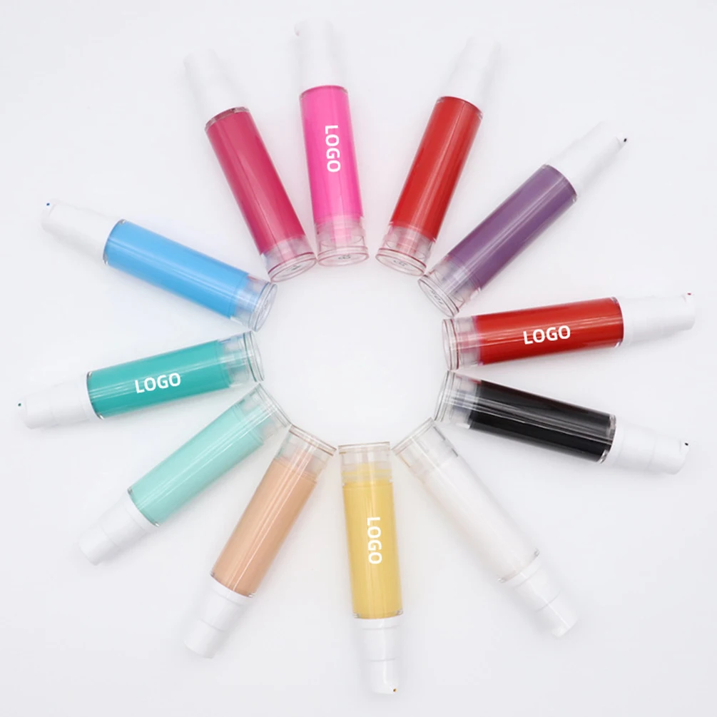 Private Label 12-Color Round Tube Liquid Eye Shadow Primer Custom Logo Shimmer Moisturizing Cheek Highlighter Makeup Wholesale