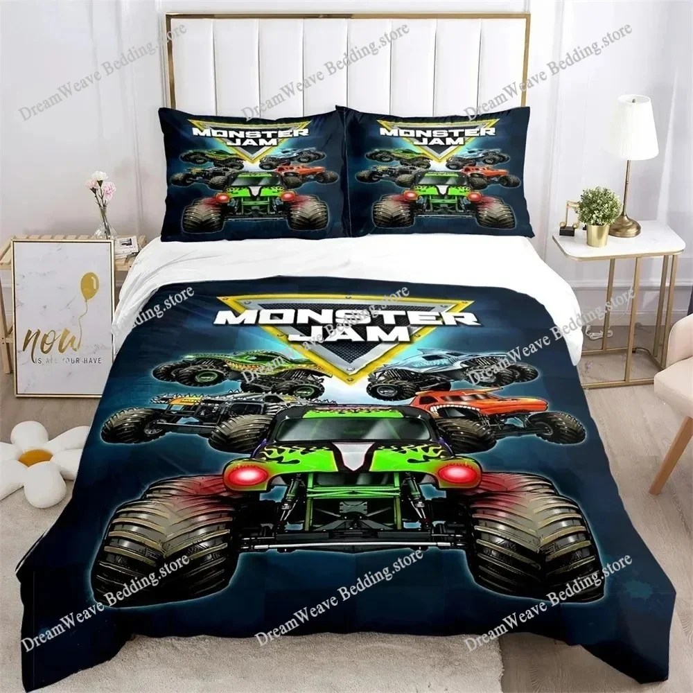 

Monster Trucks Duvet Cover Pillowcase Monster Jam Bedding Set Adult Boys Bedroom Decoration Boys Gift Single Twin King Size