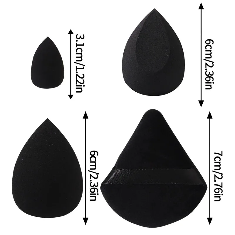 طقم إسفنجة بحجم مناسب للسفر مكون من 6 قطع - بيضة تجميل وإبهام منتفخة وبودرة لكريم الأساس الدقيق وخافي عيوب البشرة وأدوات التجميل المحمولة