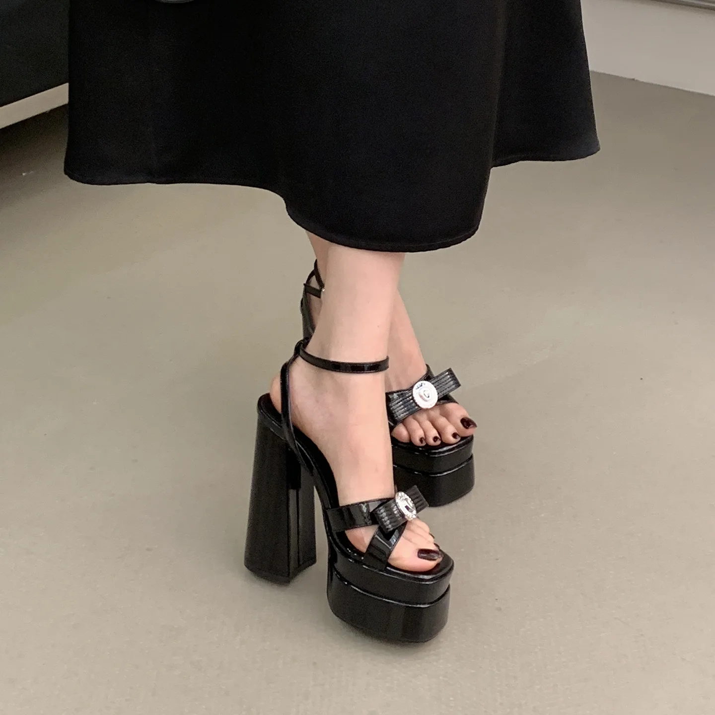 Summer Platform High Heels Women 15cm Sexy Open Toe Ankle Strap Sandals Chunky Heel Fashion Party Club Night Shoes