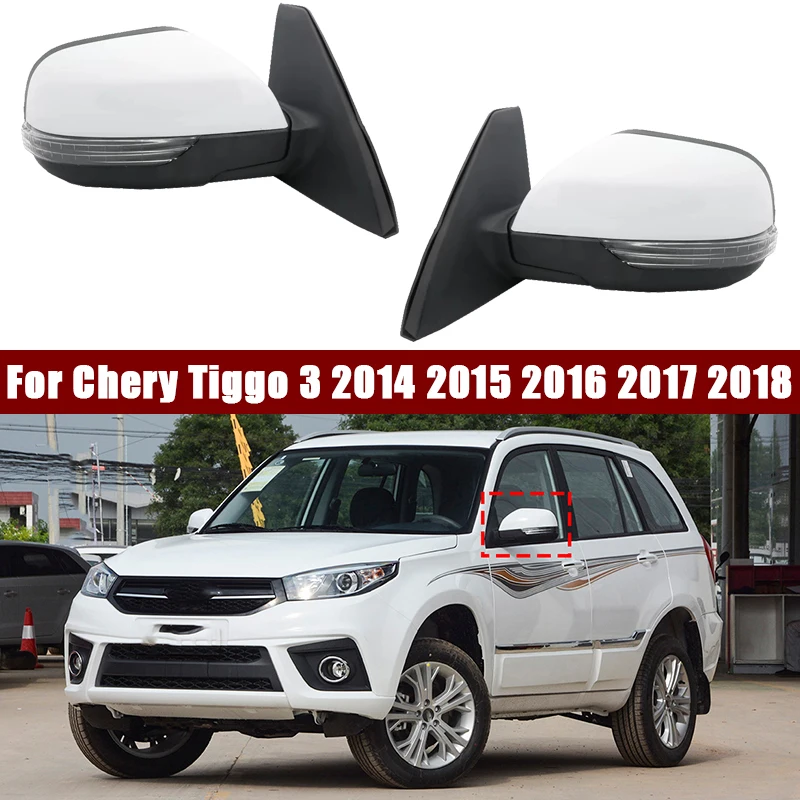 

Автомобильное боковое заднее зеркало для Chery Tiggo 3 2014-2018, автоматическое зеркало заднего вида в сборе, светодиодное отопление, электрическая регулировка, 5/6 контактов
