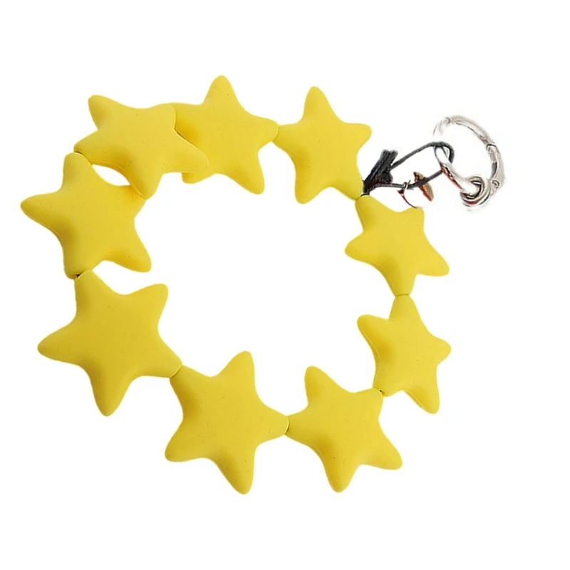 Multicolor Star Phone Strap Colorful Keychain Pendant Acrylic Wrist Chain for Mobile Security Stylish Purse Decoration