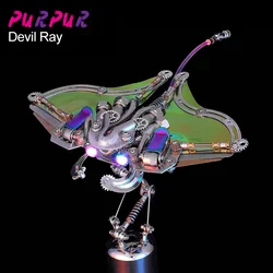 Punk DIY Mechanical Manta Ray Devil Fish Assembly with Light 3D Metal Puzzle Stainless Steel Model Kit Personalized Gift Toy