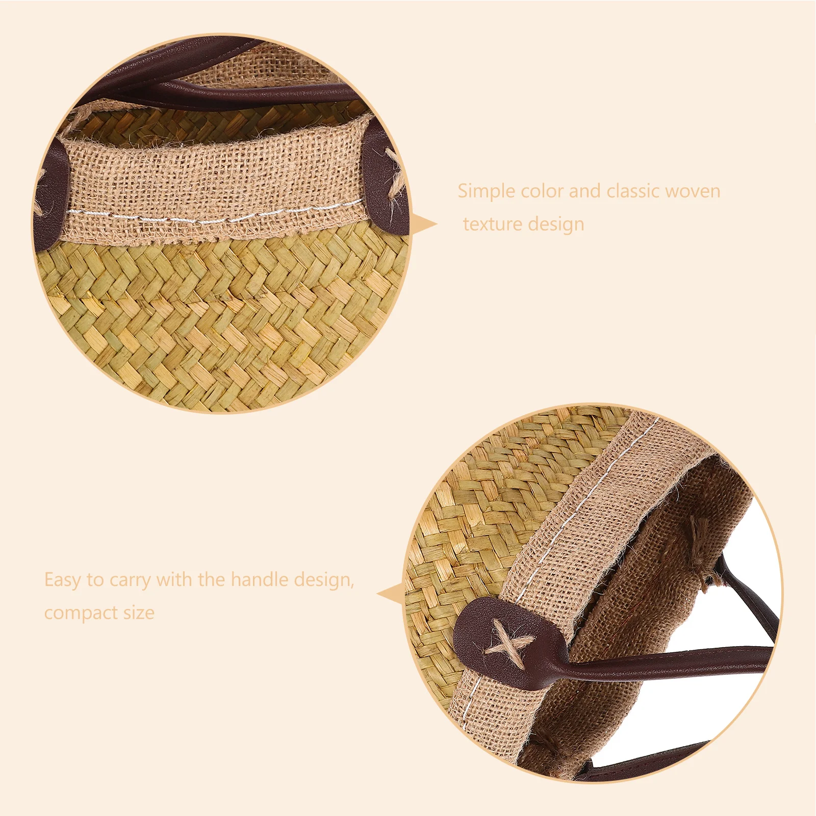 

Seaweed Woven Double Handle Basket Lightweight Linen Flower Storage Organizer Portable Decorative Plant Holder for Home