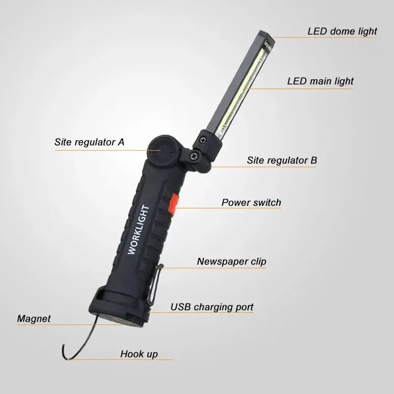 Big/Small 5 Modes Rechargeable LED Work Lights with Magnetic Base, 360°Rotation,Versatile Lighting for Repairs, Outdoors for Men