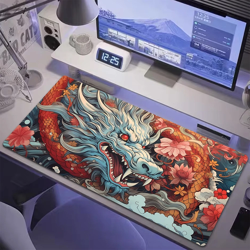 

Game Mousepad Large Japanese Style Dragon Mouse Pad Setup Gamer Mouse Mat Desk Mats Gaming Table Carpet Pads XXL 90x40cm