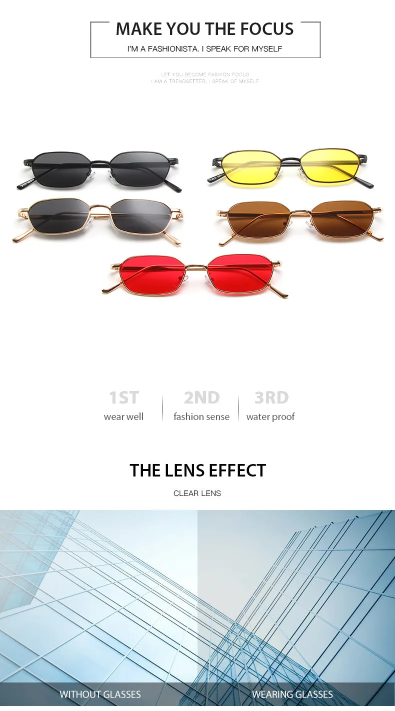 Neue Quadratische Sonnenbrille für Damen und Herren, Rechteckige Sonnenbrille mit Metallrahmen, Ovale Brillen für Männer und Frauen – Detail 9