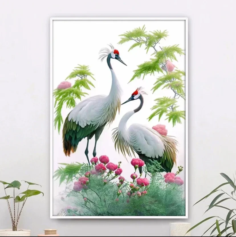 11CT 75x100cm Cranes Embroidery DIY Chinese Style Printed Kits Cross Stitch Needlework Sets Home Decor Crafts