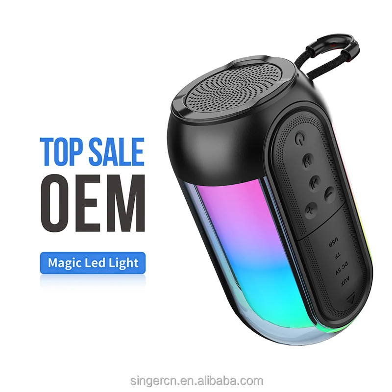 2025 جديد سمّاعات بلوتوث صغيرة في الهواء الطلق المحمولة اللاسلكية الألعاب Soundbox مصباح ليد مضخم الصوت ثلاثية الأبعاد صدمة باس قوي مع TWS TF