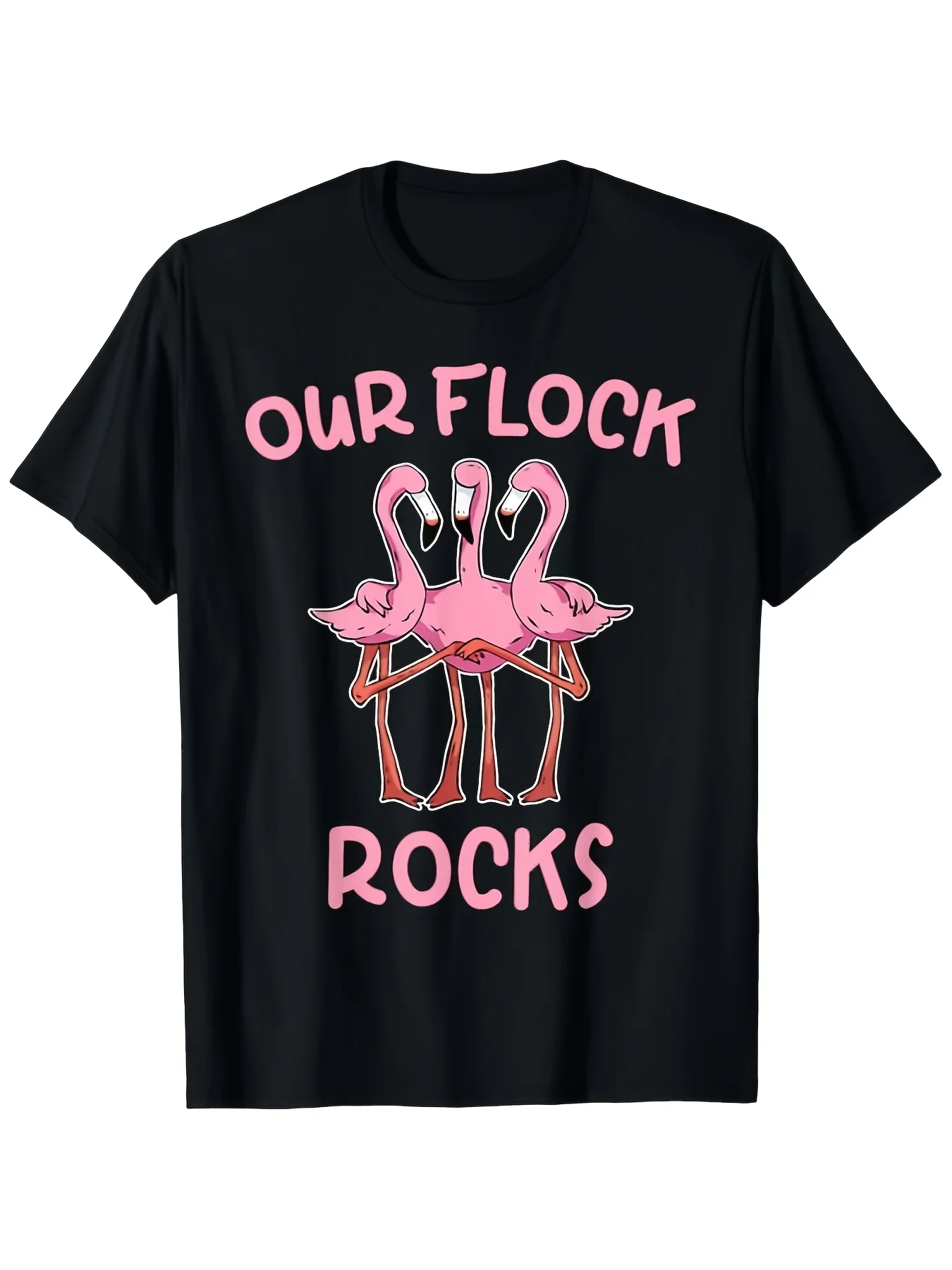 Our Flock Rocks Flamingo Matching Family Vacation Group Mens T-Shirt Unisex Holiday Gift, Casual Outing, 2026 New Style T-shirt