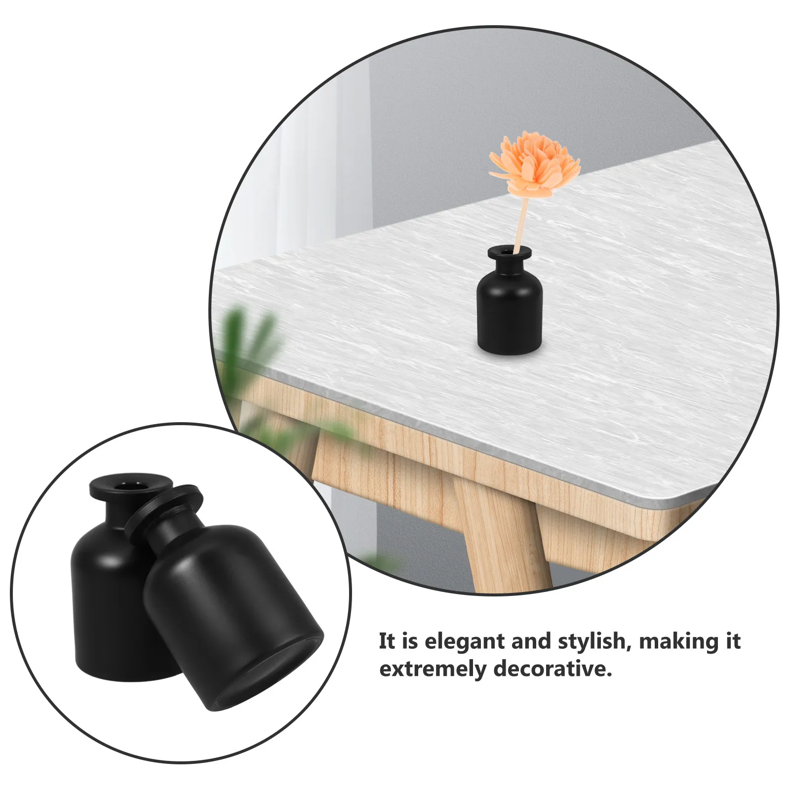 2Pcs Refillable Glass Aroma Diffuser Bottles Empty Cylindrical Essential Oil Containers for Home Office Decor Reed Diffuser