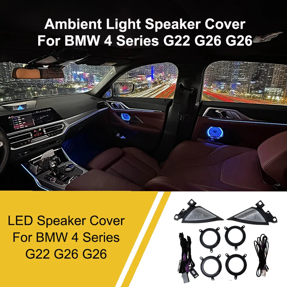 Ambient Light Speaker Cover For BMW 4 Series G22 G23 G26, A‑Pillar Luminous Interior Speaker Trim Upgrade Kit Car Accessories