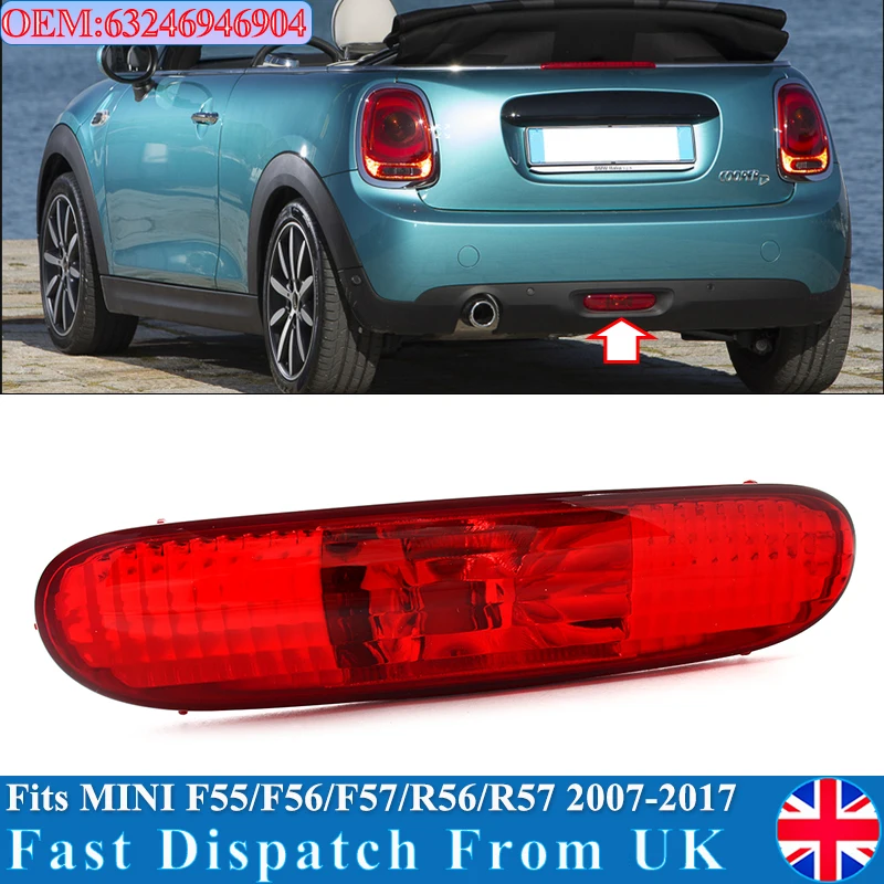 

For Mini Cooper R56 R57 R58 R59 F55 F56 F57 2007-2017 Rear Bumper Fog Light Lamp 63246946904 Rear Bumper Diffuser Lip Fog Light