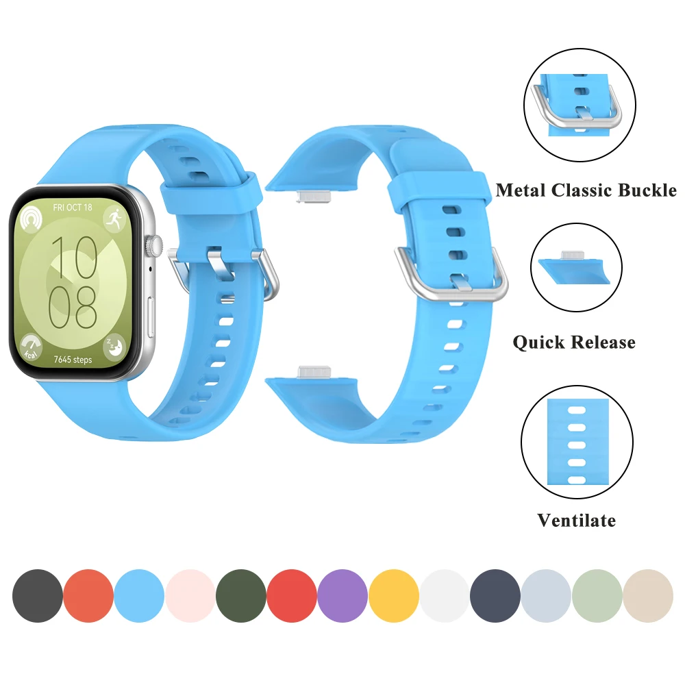 Silikon Armband für Huawei Fit 3 Riemen keine Lücken leichte Schnell verschluss Original Accesorios für Huawei Fit 3 Sky Blue Band