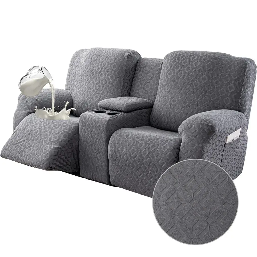 

Waterproof Recliner Loveseat Cover with Console,Stretch Reclining Sofa Covers with Pockets,Lazy Boy Recliner Slipcovers,Leakproo