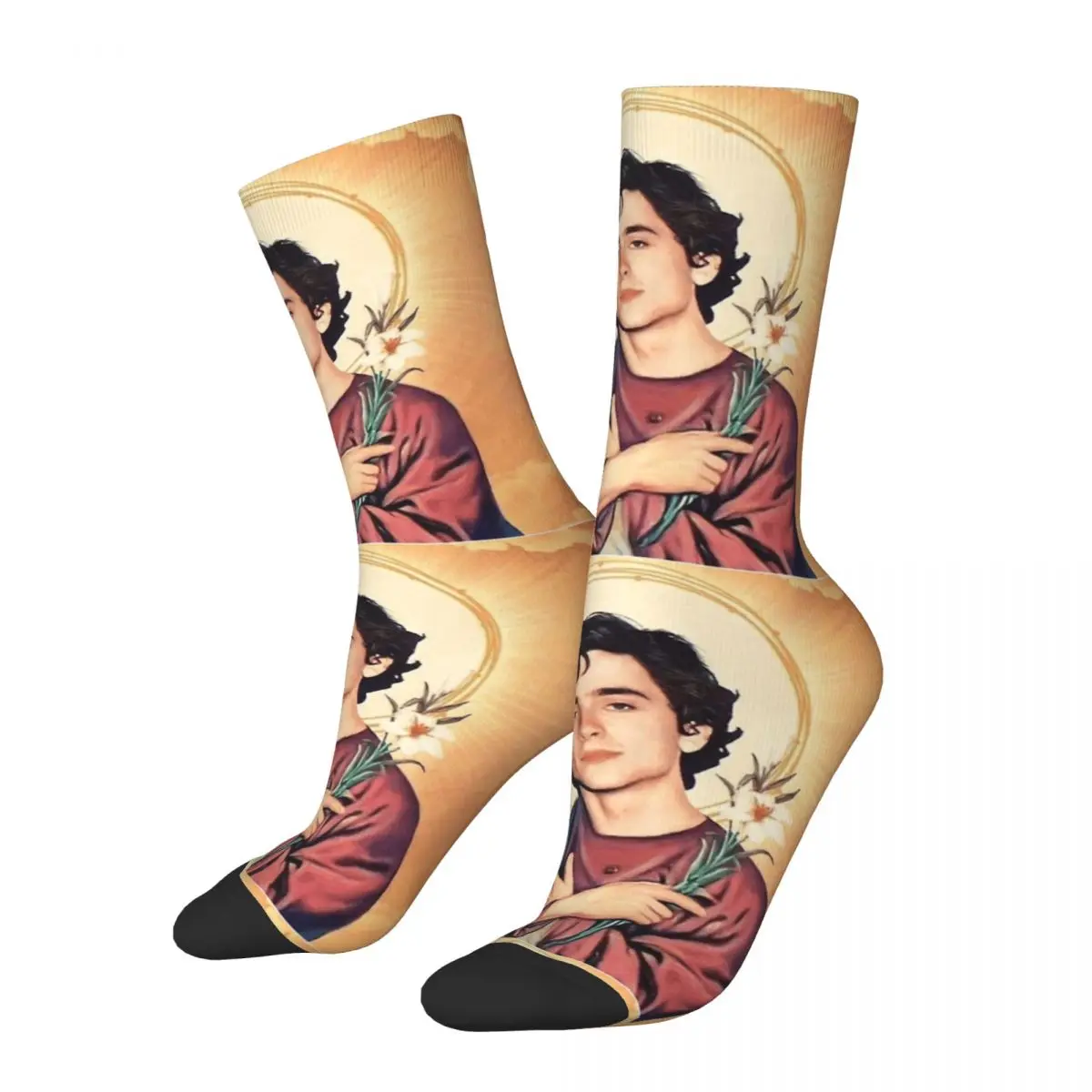 Happy Funny Male Men Socks Crazy Timothee Chalamet Jesus Sock Polyester High Quality Women's Socks Spring Summer Autumn Winter