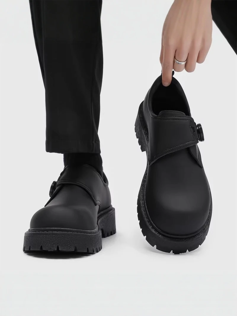 

Casual Leather Shoes Men's Summer Big Head Mickey Shoes Large Size Leisure British Style Heightening Trendy Shoes