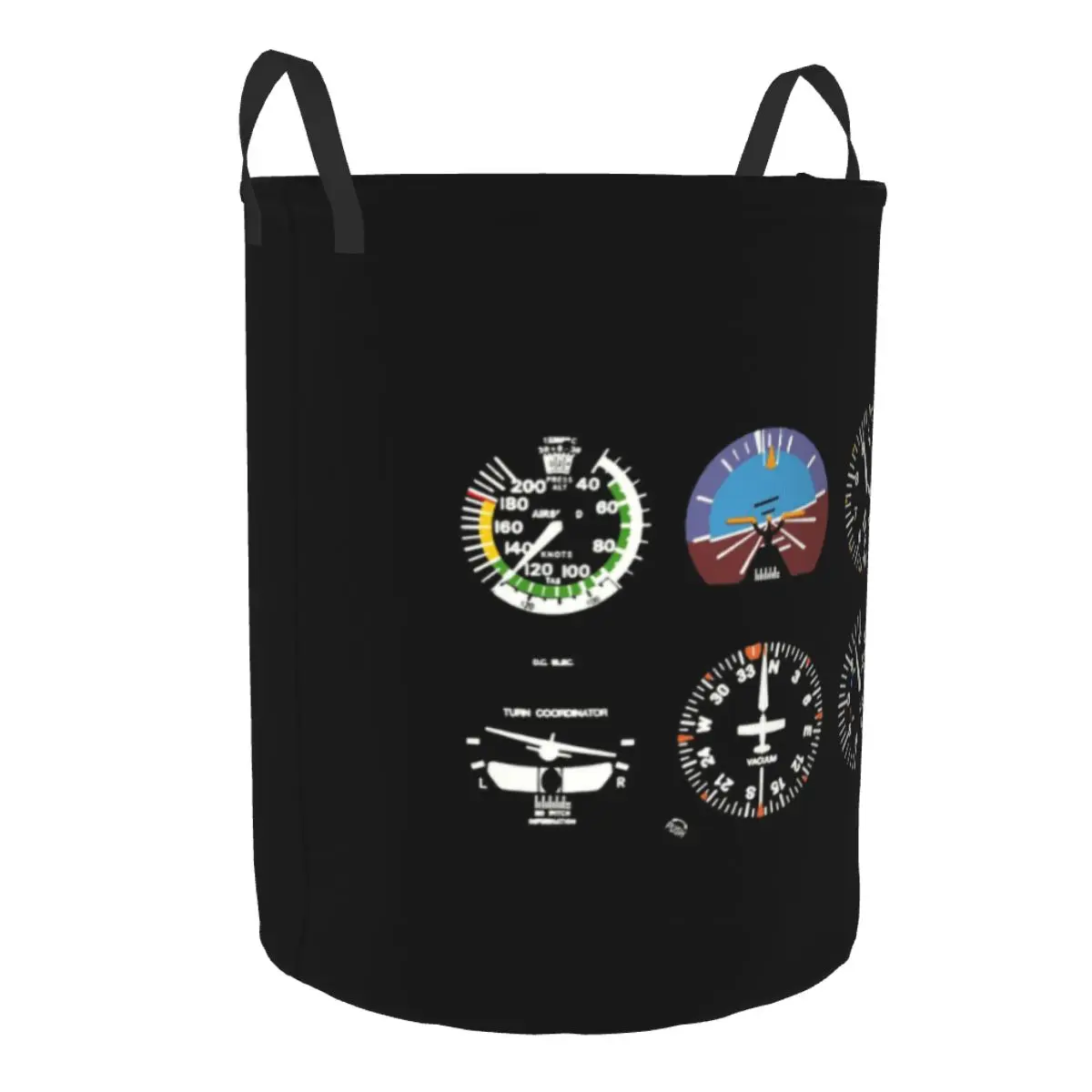 Custom Cockpit Six Dials Flight Simulator Pilot Laundry Hamper Clothes Storage Basket Airplane Aircraft Toy Bin Organizer