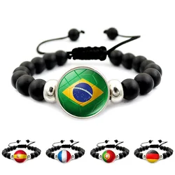 Football Team Beaded Bracelet Men And Women Fashion Black Bracelet Germany Spain Brazil Football Jewelry.