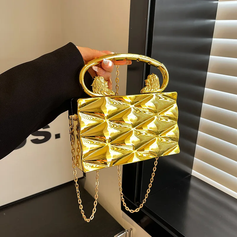 

Дизайнерская сумка-коробка ручной работы, серебряная ретро-цепочка с ремешком через плечо, нишевая брендовая креативная модная сумка на плечо