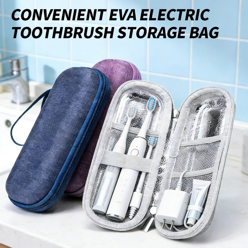 Universal EVA Protective Case Waterproof Dustproof Bag for Electric Toothbrush and Charging Cable Travel Use