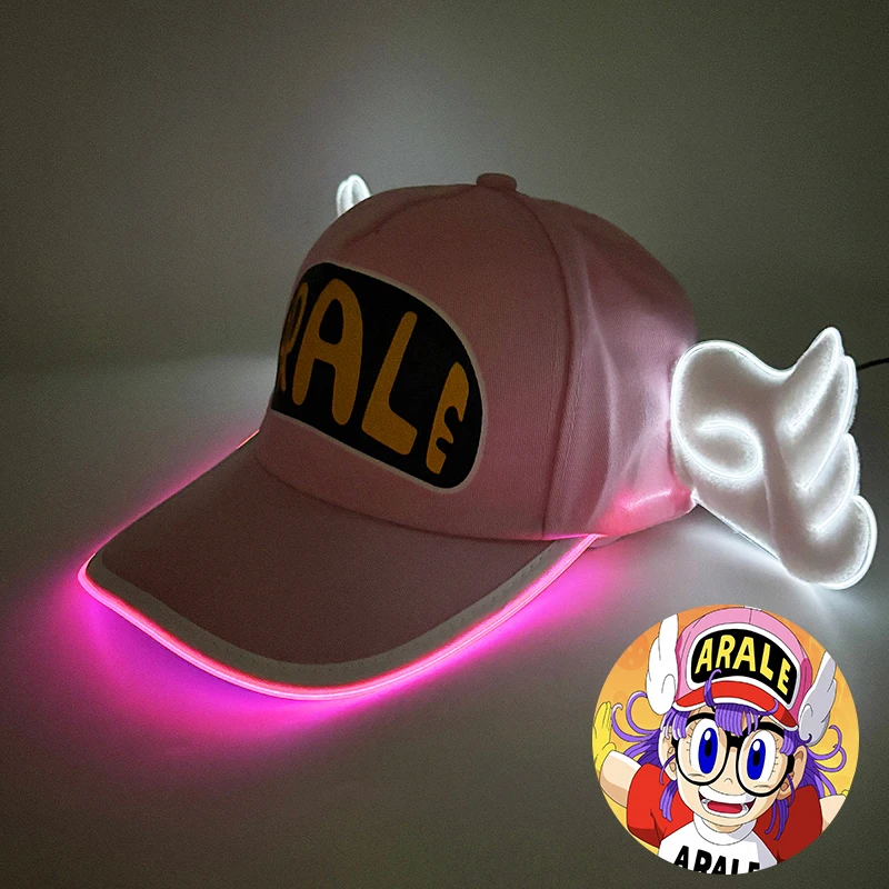 LED Girl Pink Baseball Cap Women\'s Summer Led Birthday Party Concert Favor Toy Hat Swinging Angel Wings Sports Blinky Lights Cap