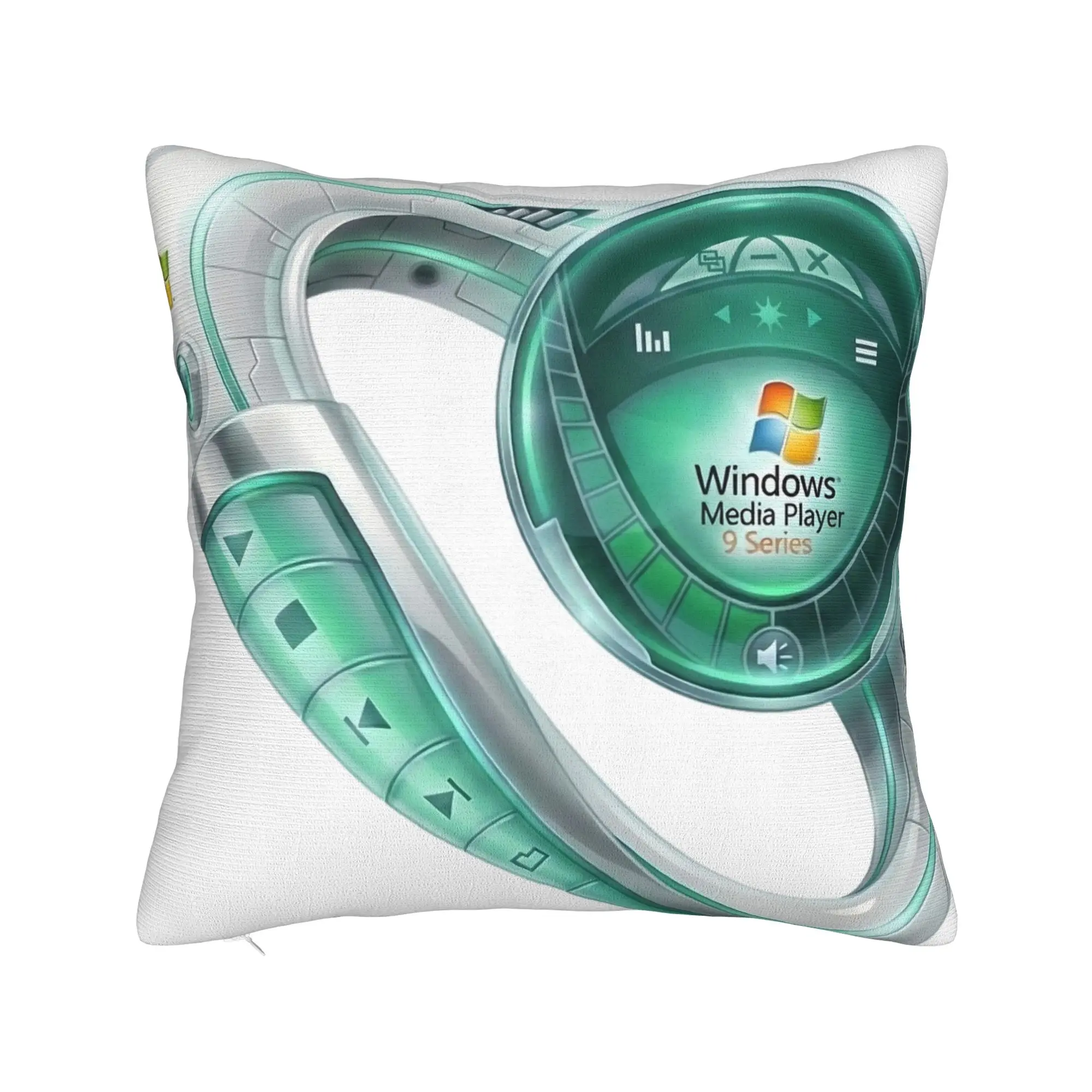 Retro Futurist Y2K MP3 Player Square Pillow Cases Frutiger Aero Cushion Covers Polyester Decorative Pillowcase for Home 45x45cm